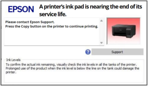 A printer’s ink pad is nearing the end of its service life.